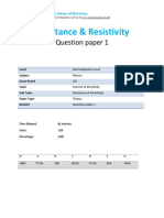 Resistance & Resistivity: Question Paper 1