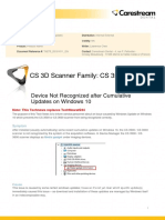 CS 3D Scanner Family: CS 3500 & CS 3600: Device Not Recognized After Cumulative Updates On Windows 10