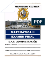 Examen Final de Admnistración-MATEMÁTICA 2