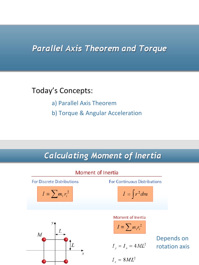 Parallel Axis Theorem and Torque | PDF | Rotation Around A Fixed Axis ...