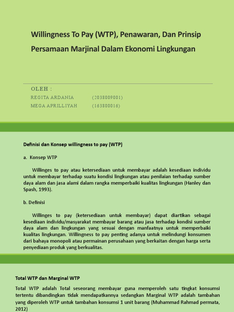Konsep dan Aplikasi Willingness to Pay | PDF