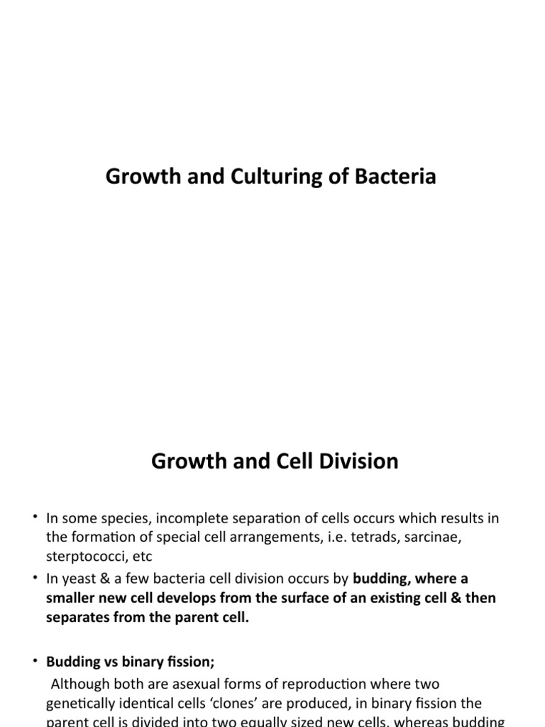 Bacterial Growth and Culturing Methods | PDF | Growth Medium | Cell Growth