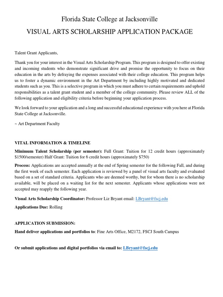 Visual Arts Contract South Fillable FSCJ | PDF | Course Credit | Academic  Term