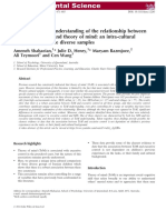 Paper Towards A Better Understanding of The Relationship Between Executive Control and Theory of Mind: An Intra-Cultural Comparison of Three Diverse Samples