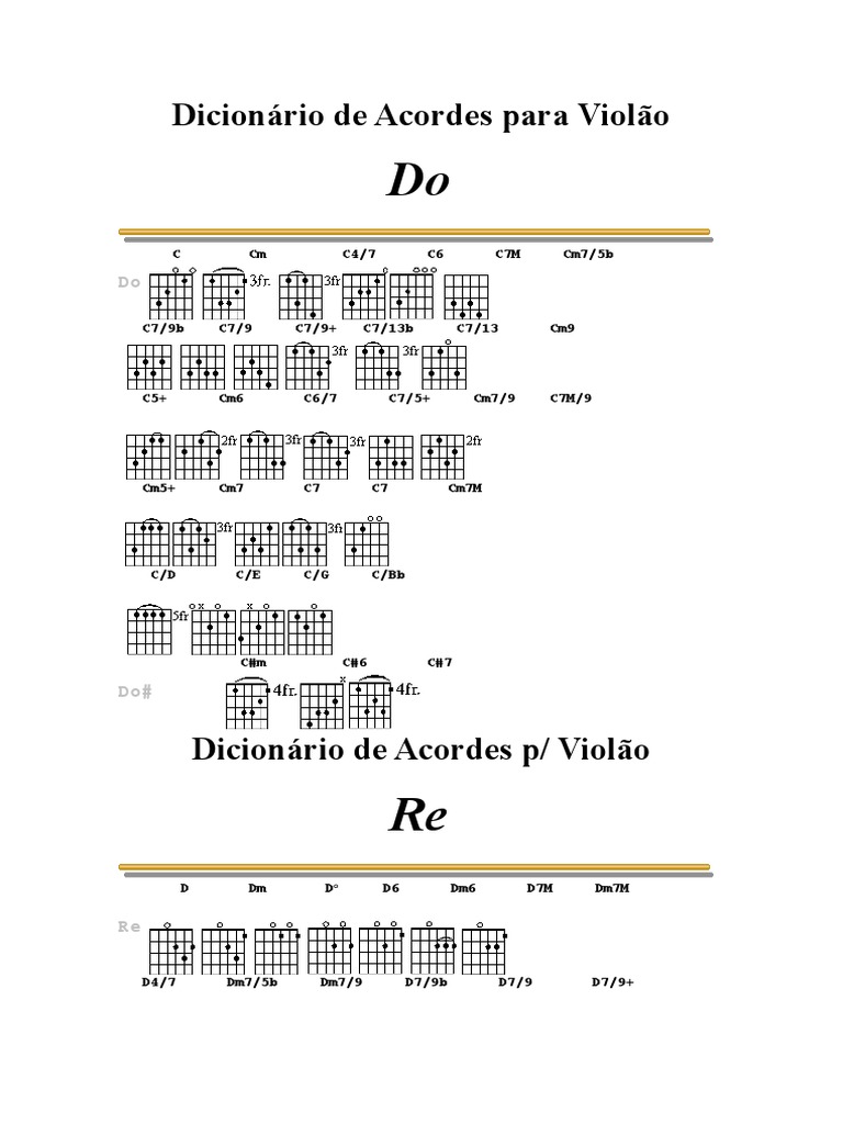 Dicionário de Acordes para Violão, PDF, Teoria do Xadrez