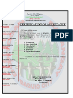 Certification of Acceptance: Dontogan Barangay