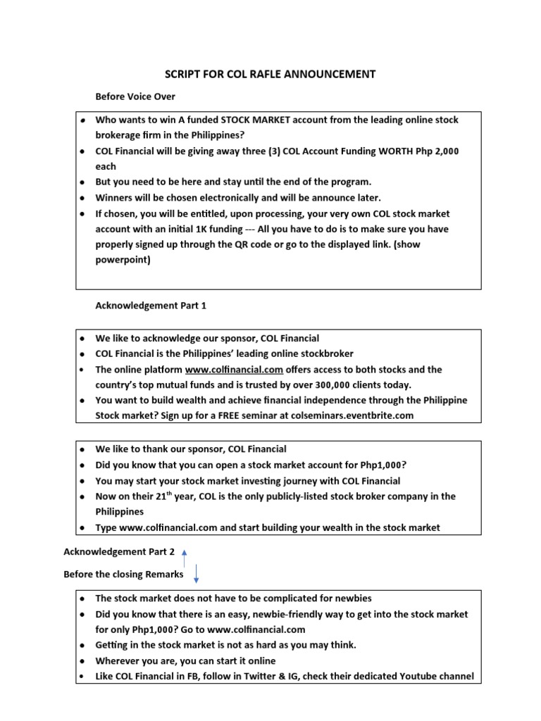Win a Funded COL Stock Account | PDF | Finance & Money Management | Law
