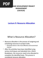 Lecture 9: Resource Allocation: Software Development Project Management (CSC4125)