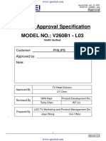 TFT LCD Approval Specification MODEL NO.: V260B1 - L03: Customer: Philips Approved by