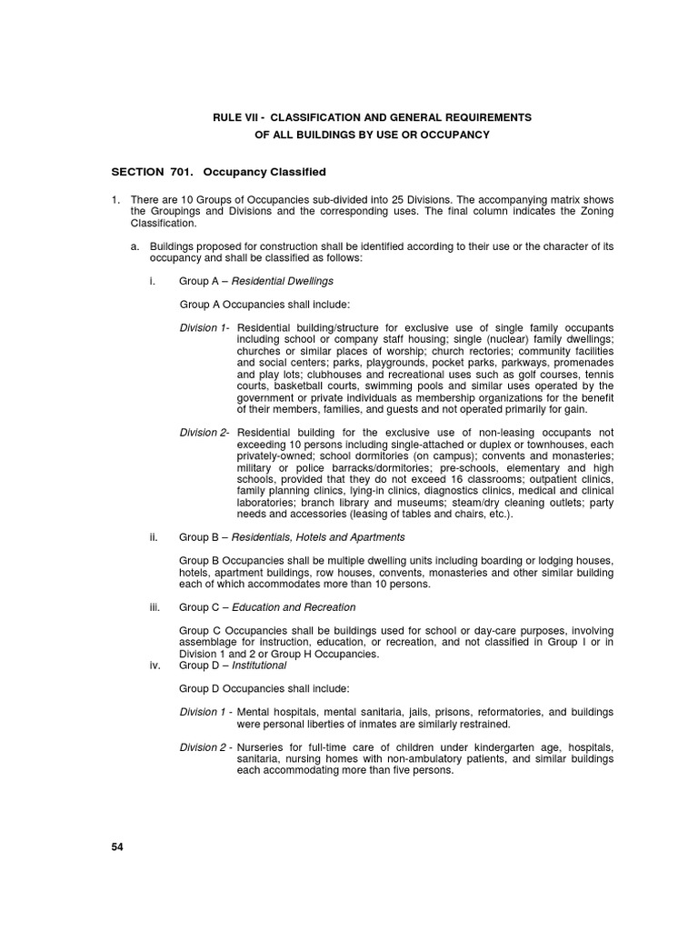 NBC Rule 7 & 8: Building Classifications | PDF | Prison | Apartment
