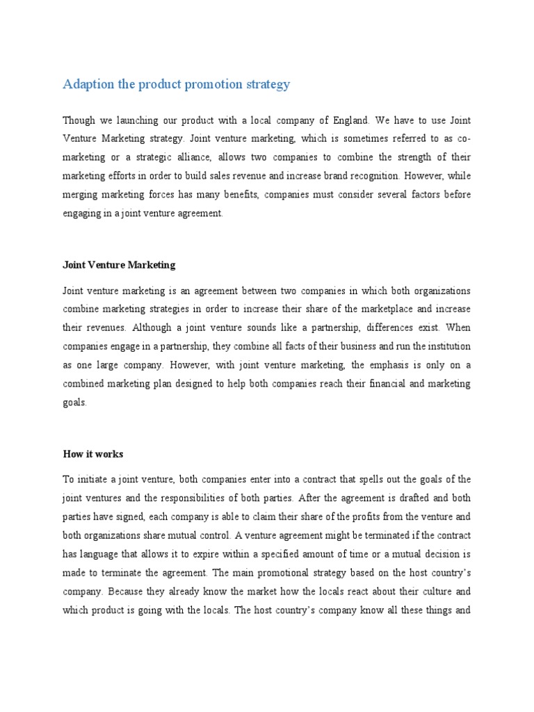 Joint Venture Marketing Strategy Guide | PDF | Fashion | Social Media