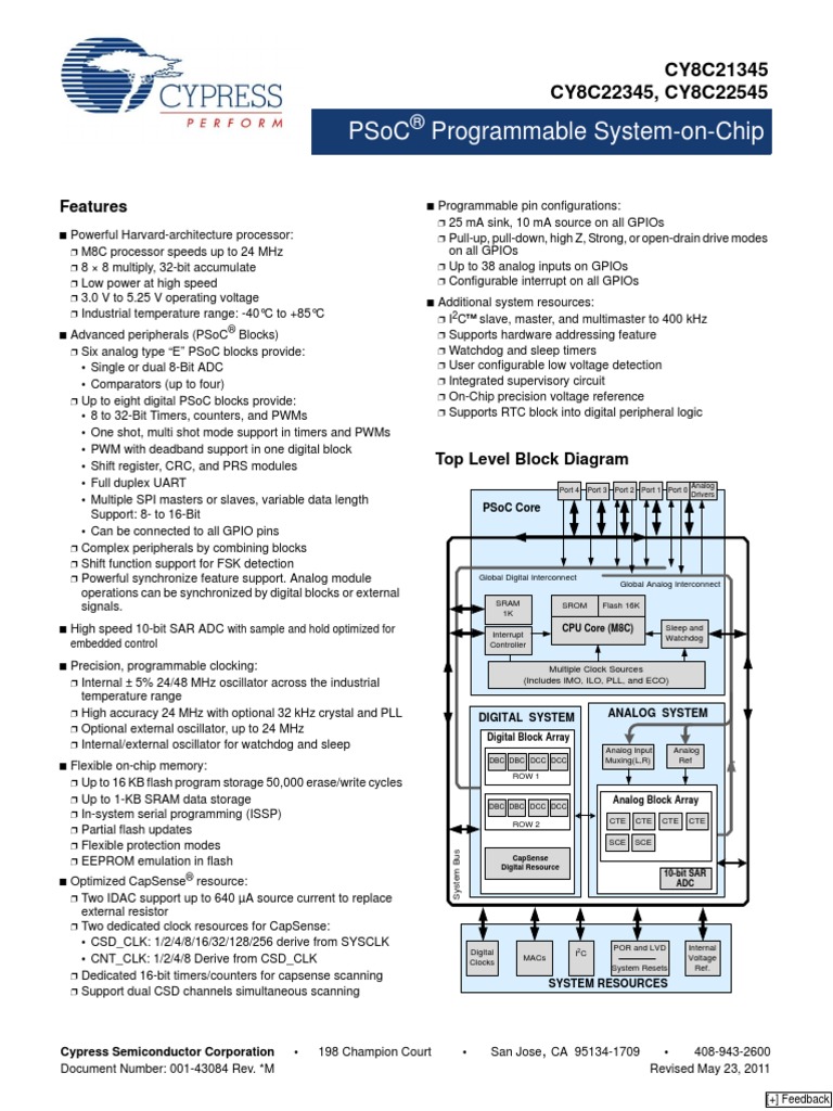 Psoc Programmable System-on-Chip: Features | PDF | Analog To Digital ...