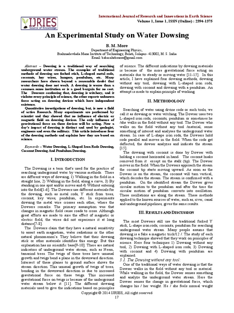 An Experimental Study On Water Dowsing | PDF | Dowsing | Weight
