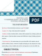 Testing and Commissioning of Power System Apparatus: MODULE-3: Transformers