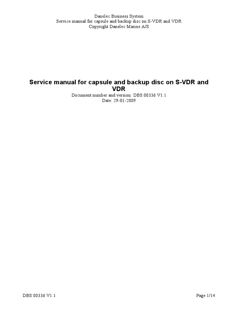 DBS9200336 - Service Manual For Capsule and Backup Disc PDF | PDF ...