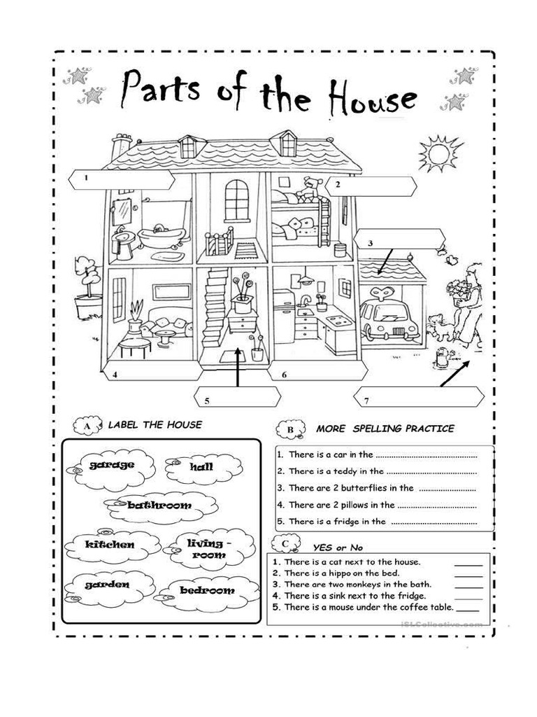 Parts of The House Worksheet PDF