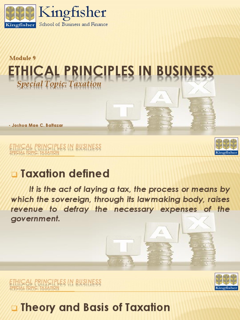 Module 9 Ethical Principles in Business PDF | PDF | Value Added Tax | Taxes
