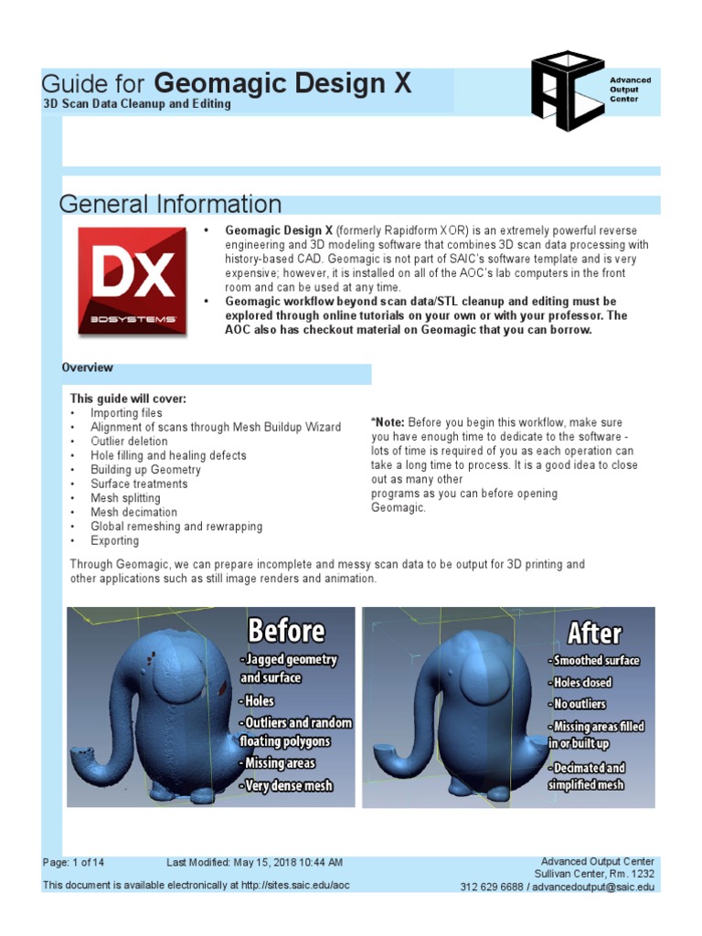 Geomagic Design X Guide For PDF 3 D Computer Graphics Image Scanner