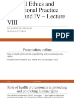 Medical Ethics and Professional Practice Yr - Lecture VIII