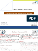 Assignment 4 - The Labor Contract Act 1970: Costruction & Resource Management
