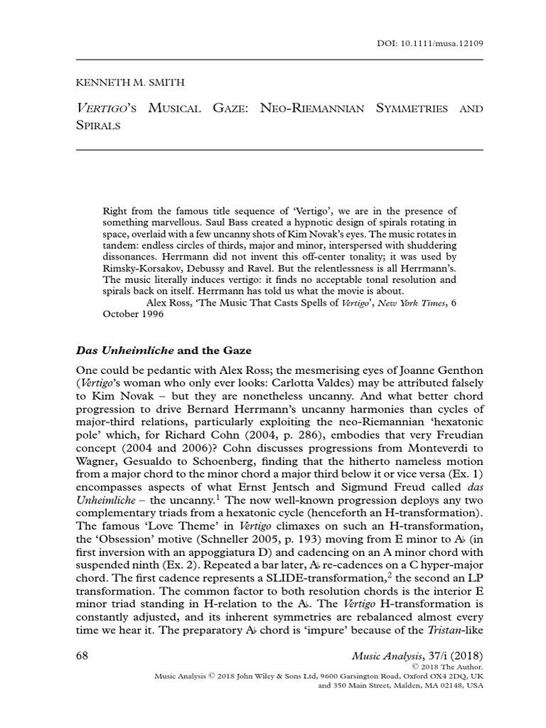Vertigo S Musical Gaze Neo Riemannian Sy | PDF | Symmetry | Chord (Music)