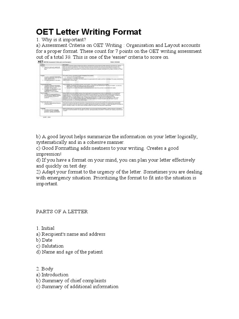OET Letter Writing Format New PDF Medicine Health Care