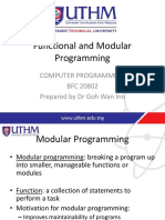 Functional and Modular Programming: Computer Programming BFC 20802 Prepared by DR Goh Wan Inn