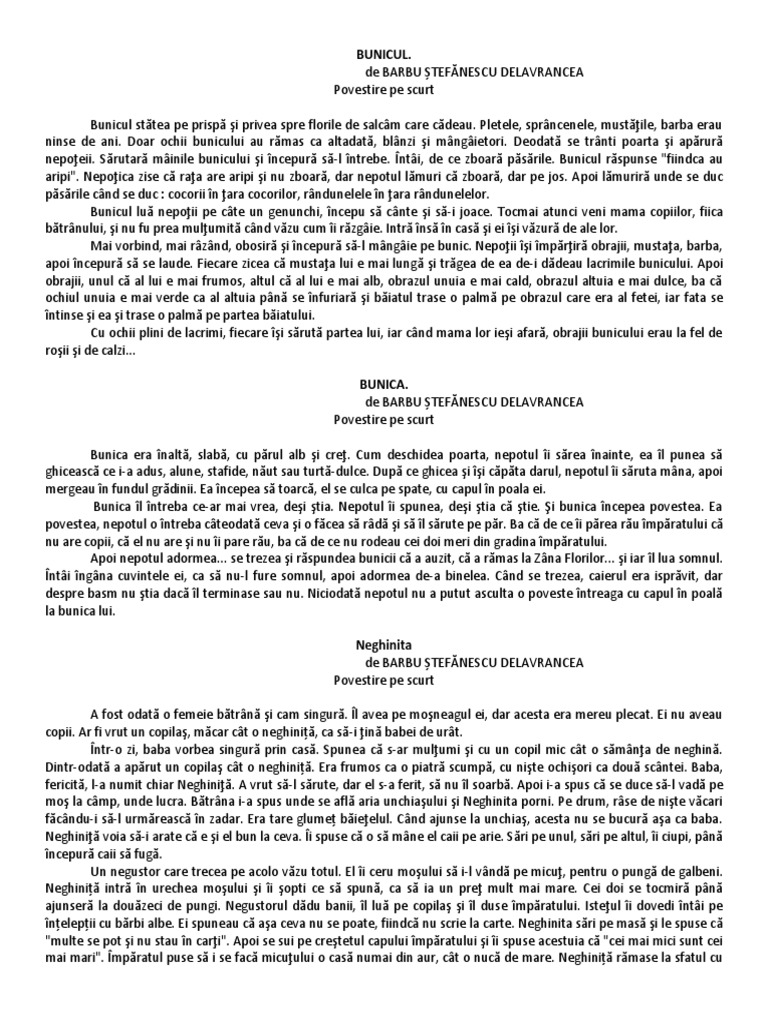 Rezumat Bunicul BUNICUL, Bunica, Neghinita, Palatul de Clestar Rezumat | PDF