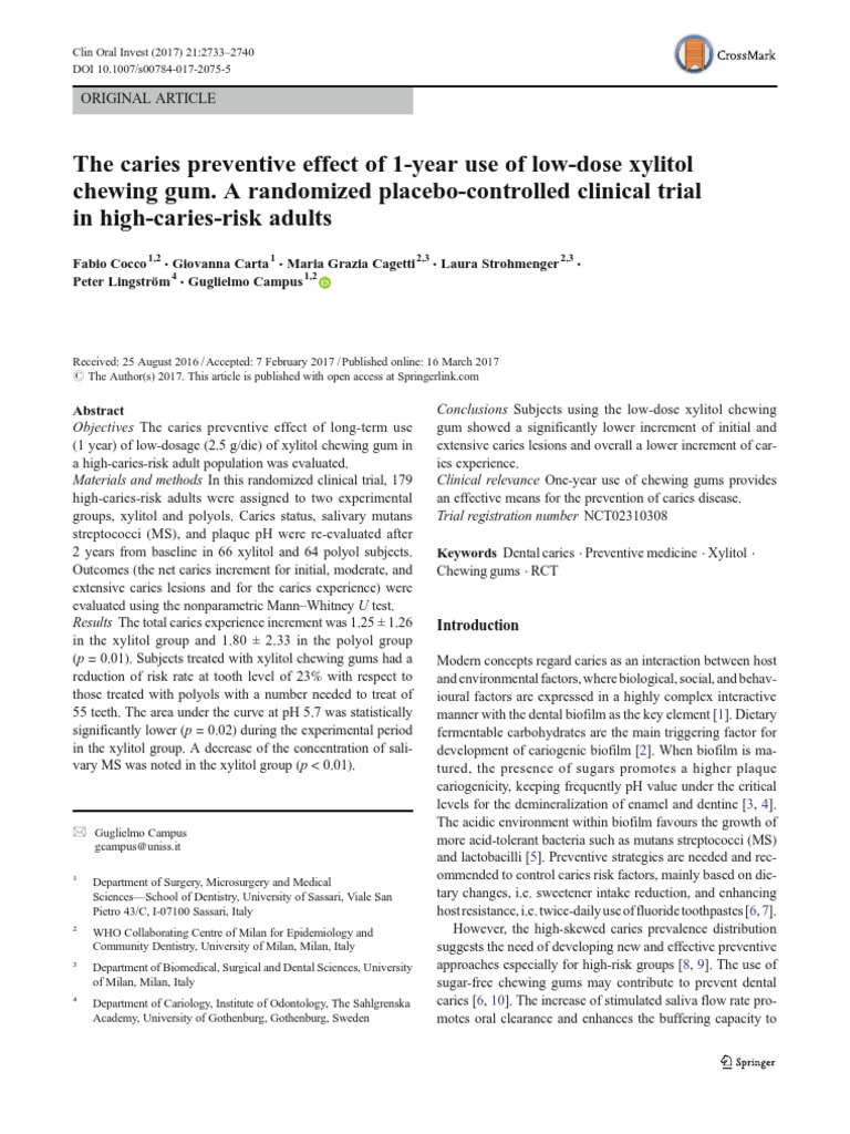 The Caries Preventive Effect of 1Year Use of LowDose Xylitol Chewing