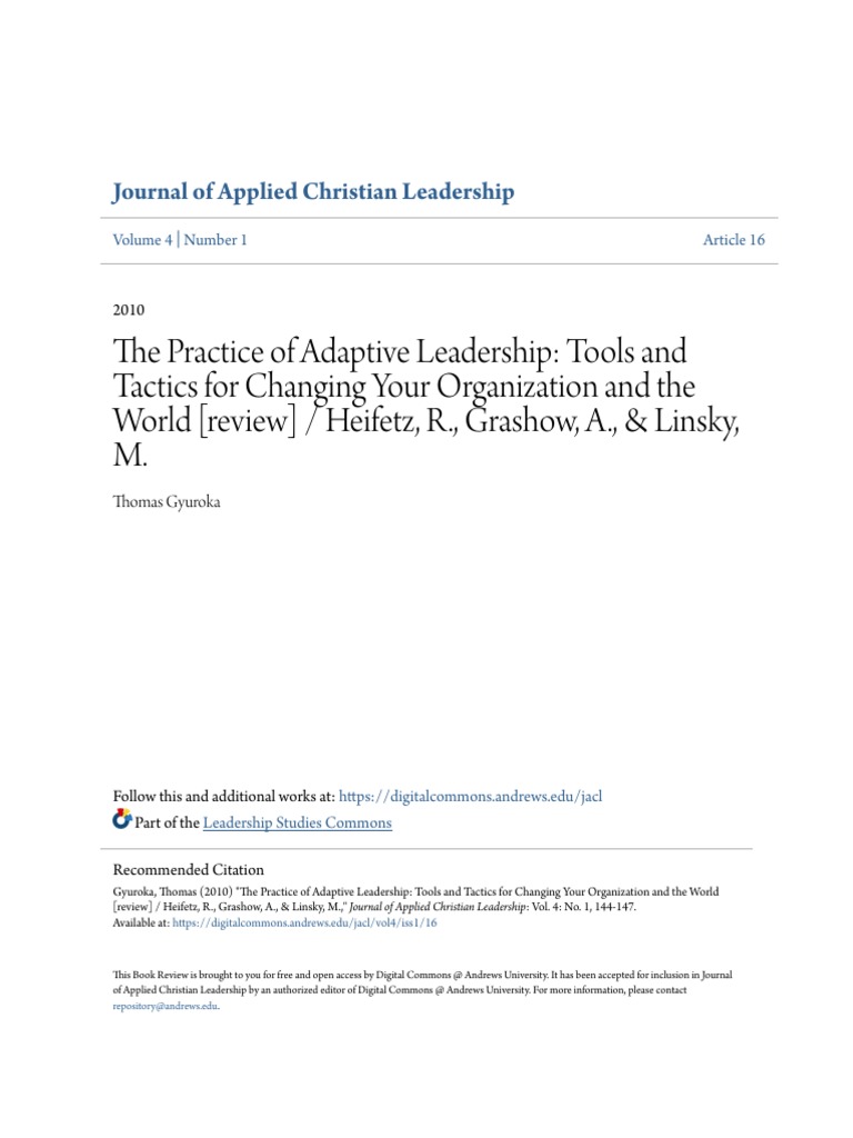 The Practice Of Adaptive Leadership Pdf – UMMLR