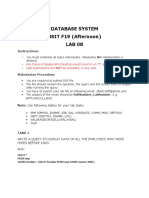 Database System BSIT F19 (Afternoon) LAB 08: Instructions