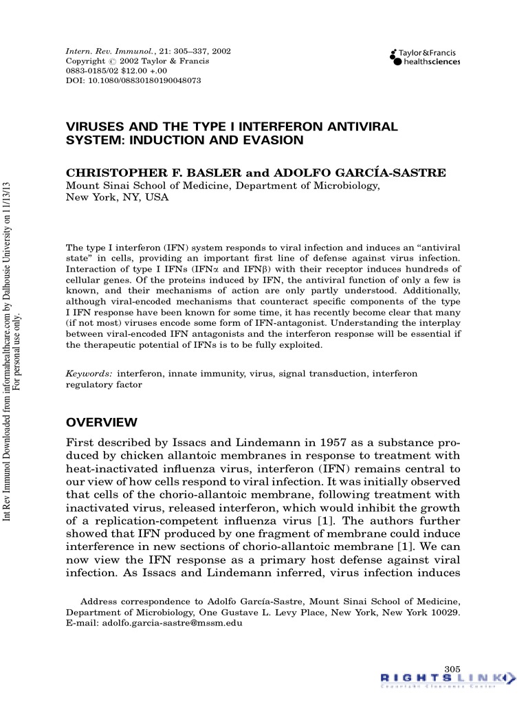 Viruses and The Type I Interferon Antiviral System: Induction and ...