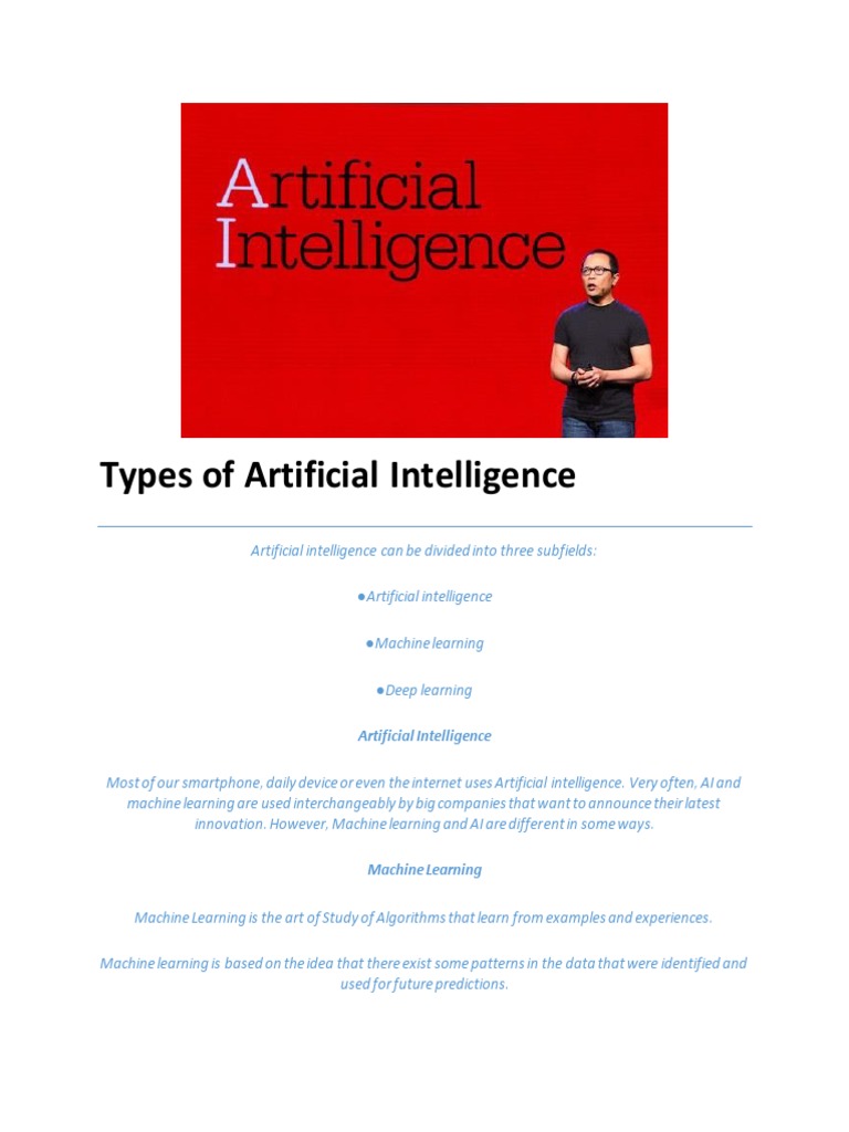 Types of Artificial Intelligence PDF Artificial Intelligence