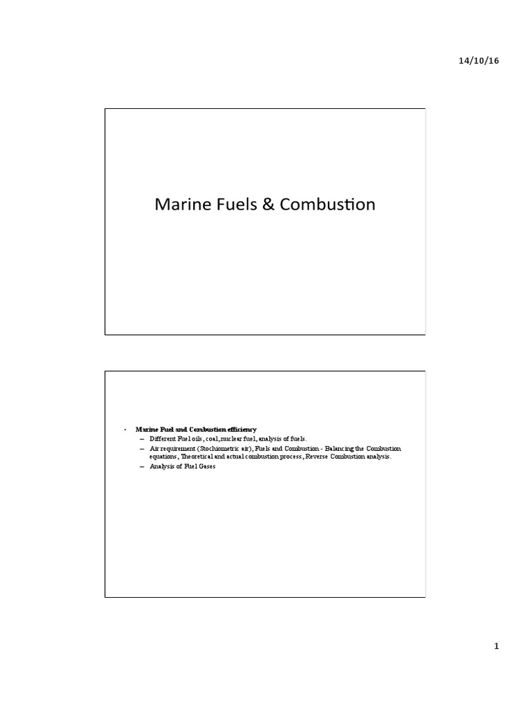 Marine Fuels & Combus6on: Marine Fuel and Combustion Efficiency | PDF