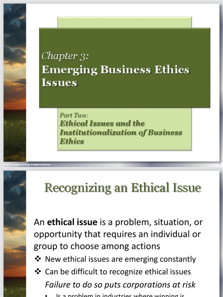 Ethical Issues and The Institutionalization of Business Ethics | PDF ...
