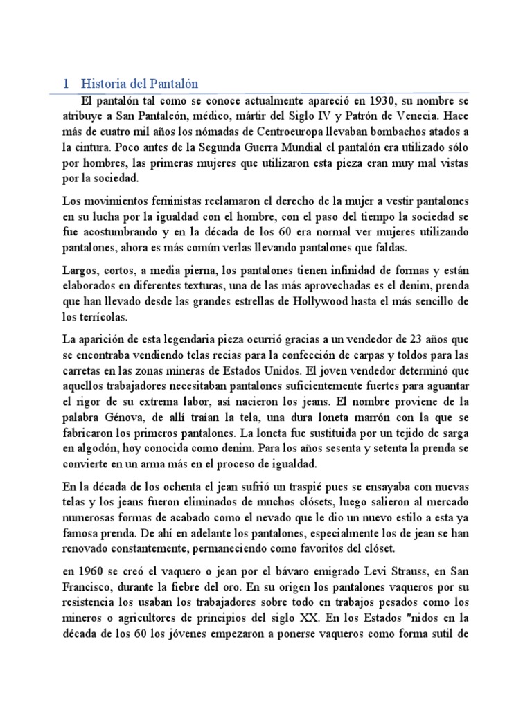 historia del pantalón de hombre