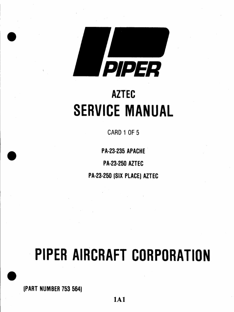 Piper Aztec Service Manual: Table of Contents and List of Illustrations ...