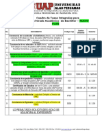 Cuadro de Tasas Bachiller-Nuevo Plan