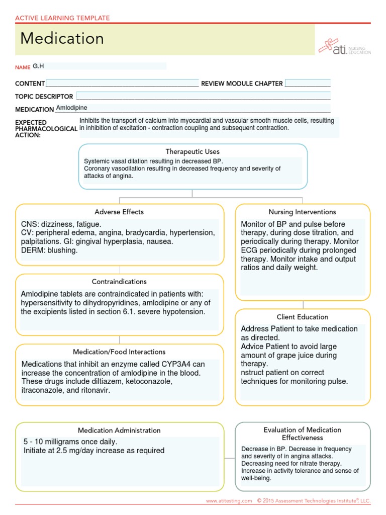 Medication ALT Template Amlodipine PDF Drugs Medical Treatments