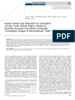 Dental Age Estimation Using Pulp-Tooth Volume Ratios from CBCT Images