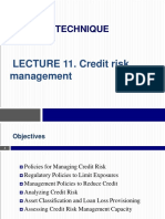 Banking Technique: LECTURE 11. Credit Risk Management