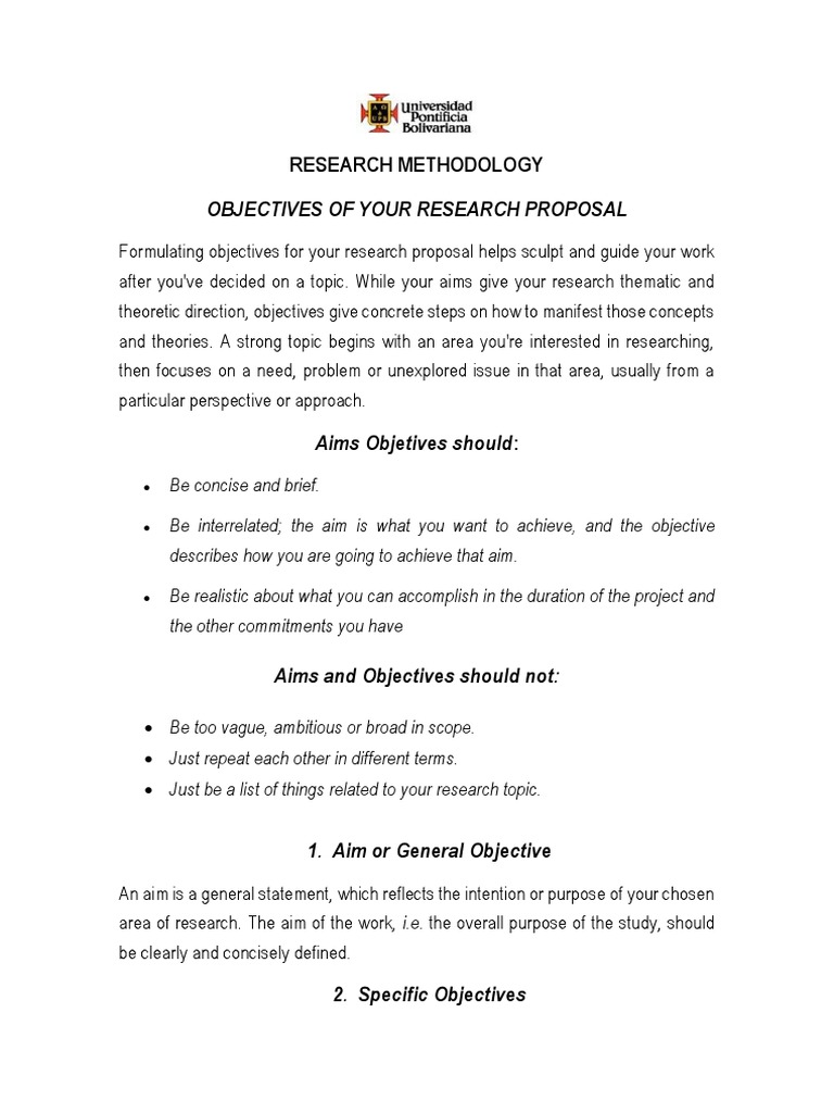 Objectives of Your Research Proposal | PDF | Goal | Cognition