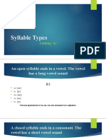 Syllable Types: Vowel "E"