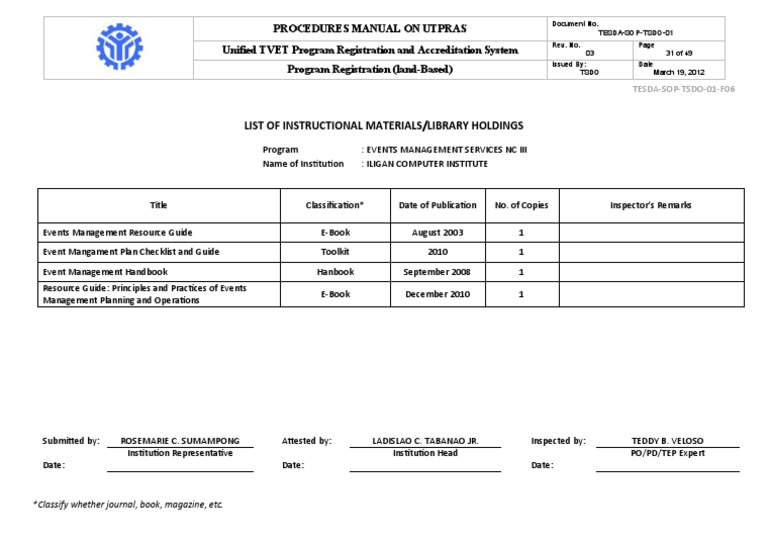 List of Instructional MaterialsLibrary Holdings PDF Information Science Written Communication