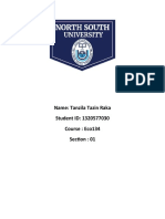 Name: Tanzila Tazin Raka Student ID: 1320577030 Course: Eco134 Section: 01
