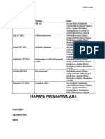 Training Programme 2016