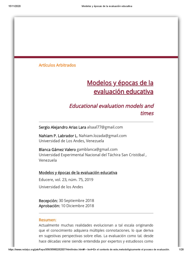 Modelos y épocas de evaluación educativa | PDF | Evaluación | Inteligencia