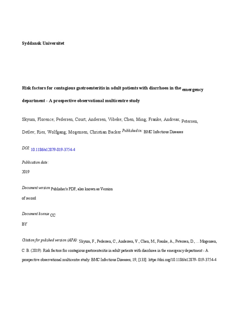 Gastroenteritis PDF PDF Infection Diarrhea