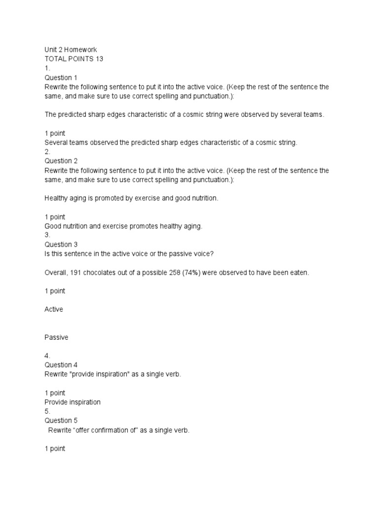 Unit 2 Homework 2.a | Download Free PDF | Prosthesis | Carbohydrates