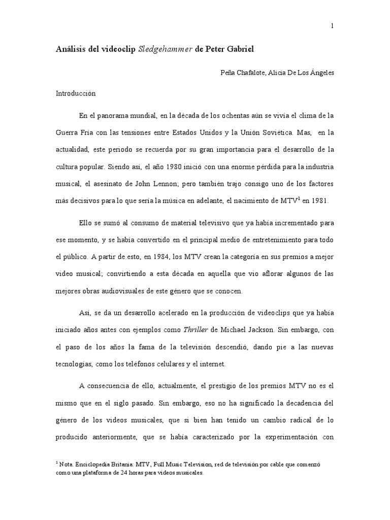Análisis del videoclip Sledgehammer de Peter Gabriel.docx PDF